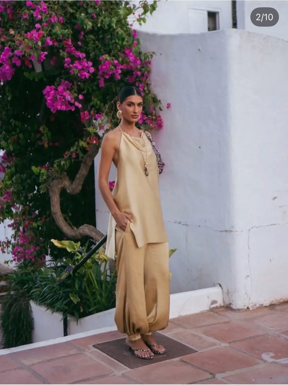 Zara Gold Satin Slip Backless Top